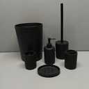 zccz Bathroom Accessory Set - 6 Pcs Black Bathroom Accessories Set with Trash Can, Toothbrush Holder, Toothbrush Cup, Soap Dispenser, Soap Dish, Toilet Brush with Holder - Accessoire Salle de Bain
