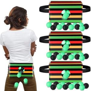 RoundFunny 4 Set of Shaking Swing Balls Party Game, 4 Strap Shake Boxes, 80 Balls, Indoor Outdoor Family Games for African American Festivals, Kwanzaa, Holiday Celebrations(Liberty Wave)
