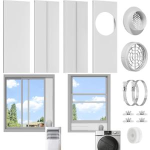 BEWAVE Dryer Vent Window Kit, Window Vent Kit Fit with 4 Ducting Dryer Vent Hose & 5.9 AC Hose for Sliding Window, Adjustable Vent Kit for Inline Duct Fans, Air Conditioner, Dryer, Grow Tents