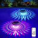 LENONE Floating Pool Lights w/Remote, 6.5 Inch RGB Color Changing Solar Pool Lights That Float with 9 Dynamic Lighting, IP68 Waterproof Hangable Solar Floating Light for Pool Garden Weeding Decor(2)