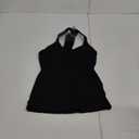 Danysu V Neck Racer Back Tank Top for Women Padded Ribbed Long Tank Fitted Basic Cami Tops (Small, Black)