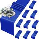MILVOWOC 10 Pack Royal Blue Satin Table Runners, 12 x 108 Inch Bright Satin Silk Table Runner Smooth Fabric Decorative Table Runner for Wedding Banquet Party Birthday Graduation