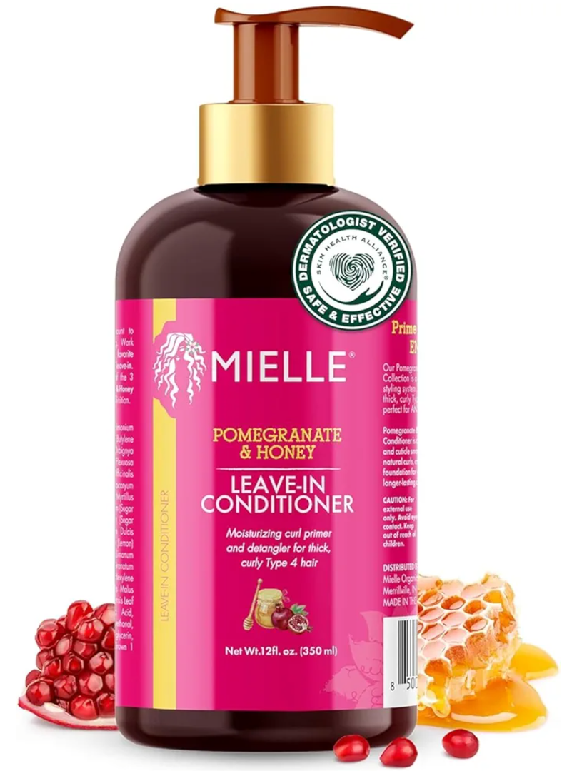 Mielle Organics Pomegranate & Honey Leave In Conditioner for Curly Hair - Moisturizing Detangler & Curly Hair Treatment to Help Repair Damage, Prevent Frizz & Improve Shine (12 Fl Oz)