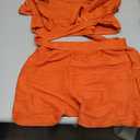 Floerns Women's 2 Piece Outfit Tie Front Short Sleeve Crop Top with Shorts Set Orange Medium
