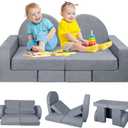 7PCS Kids Play Couch, 2025 Premium Modular Kids Play Couch for Toddler Child, Kid Foam Sofa for Bedroom Playroom Toyroom, Prefect Gift for Creative Girls & Boys (Grey)