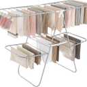 SONGMICS Clothes Drying Rack, Foldable 2-Level Laundry Drying Rack, Free-Standing Laundry Airer, with Height-Adjustable Wings, 33 Drying Rails, Sock Clips, Silver and White ULLR053W01V1