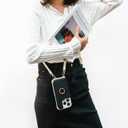 Crossbody Wallet Case for iPhone 15 Pro, Card Slot Phone Case with 360 Ring Stand, Built-in Makeup Mirror, Snap Closure, Adjustable Shoulder Strap, 6.1 Inch (Black)