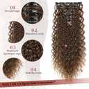 LONAI Black Hair Extension,9PCS 22" Curly Clip in Hair Extensions LN002 Long Soft Thick Synthetic Hairpieces for Women-Dark Brown to Caramel Brown