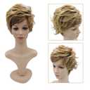 20cm Girls Fashion Short Loose Big Curly Hair Women Cosplay Wig Golden