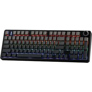 Aula F99 PRO 96% Mechanical Gaming Keyboard, BT5.0/USB-C/2.4GHz Wireless, Hot Swappable Gasket Custom Keyboard with 8000mAH Battery, Rotary Knob, RGB Backlit for Win/Mac (Grey)