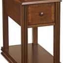 Signature Design by Ashley Breegin Chair Side End Table, 1 Drawer, 1 Fixed Shelf, Veneers, Wood, 13.13" W x 22.13" D x 23" H, Brown