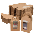 Jucoan 100 Pack Cupcake Box, Kraft Paper Individual Cupcake Container with Window and Handles, Bulk Single Cupcake Packaging Box for Muffin, Cocoa Bomb, Party Favor Pastry Treat Boxes