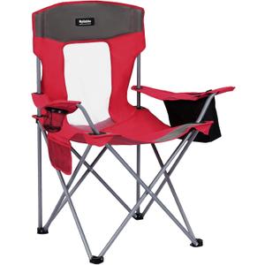 Byliable Camping Chairs Portable Folding Chair Outdoor Lightweight Lawn Chairs for Adults with Cooler Bag, Cup Holder and Side Pocket for Camping, Sports, Beach, Hiking, Fishing, Red