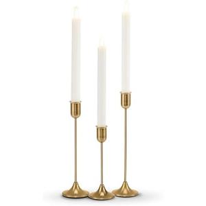 Candlestick Holders, Taper Candle Holders Set of 3, Gold Vintage Candle Sticks Holder Decor for Table Centerpiece, Fireplace Mantel, Weddings & Housewarming Décor with Gift Box
