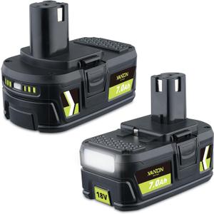 VANON 7.0Ah P108 18v Replacement for ryobi 18v Battery 2 Pack Lithium Ion High Capacity Batteries Compatible with P108 P102 P103 P104 P105 P106 P107 P109 P122 BPL18151 BPL1820 Cordless Tool