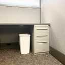 Rubbermaid Small Kitchen Bathroom Trash Can, 9 Gallons, White, Waste Basket for Under Counter/Kitchen/Office/Bedroom/Bathroom