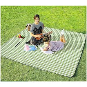 Large Picnic Blanket Beach Blanket 100×90", Outdoor Waterproof Sandproof Foldable Blanket, Camping Garden Grass Patio Lawn Park Hiking Travel Essential Accessories Green Gingham Mats