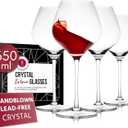 Gusto Nostro Crystal Wine Glasses Set of 4, 22 Oz Long Stem Modern Wine Glasses for White and Red Wine, Dishwasher Safe, Fancy, Elegant, Large and Tall Wine Glass for Wedding Christmas Anniversary