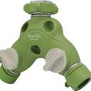 2 x Martha Stewart MTS-TA2M 2-Way Metal Body Heavy-Duty Garden Hose Tap Adapter Faucet Y-Splitter