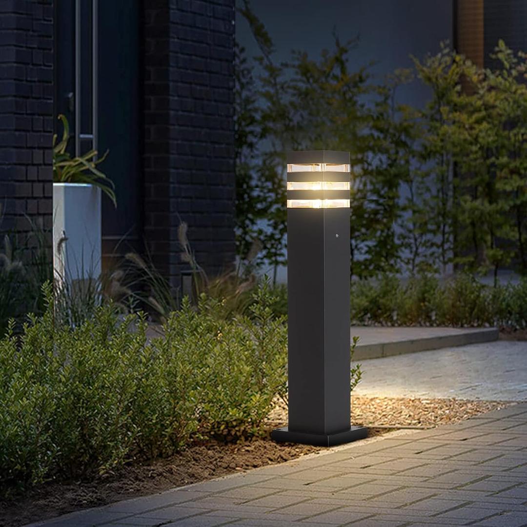 SLAWA 23.6In Pathway Lights Black E26 Outdoor Landscape Path Lights Die-Casted Aluminum Walkway Lighting Modern Landscape Sideway Lighting IP65 Waterproof Patio Porch Exterior Floor Lamp with Bulbs (60 cm)