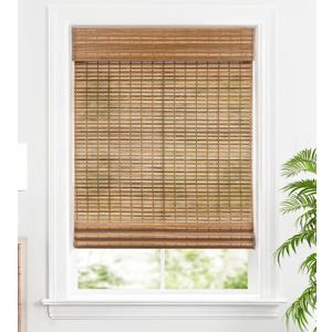 Cordless Bamboo Roman Shades, Squirrel, 19.5" x 49"