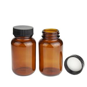 ALWSCI 120 ml 4 oz Amber Glass Wide Mouth Packer Bottle 38-400 Black Ribbed Cap, Diameter 52.8 mm x 95 mm, Pack of 24 ALWSCI 120 ml 4 oz Amber Glass Wide Mouth Packer Bottle 38-400 Black Ribbed Cap, Diameter 52.8 mm x 95 mm, Pack of 24