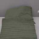 palassio Striped Olive Green 100% Cotton Quilt King Size Bedding Sets, Lightweight Crinkly Channel Pick Stitch Textured Bedspread Soft Shabby Chic Farmhouse Country Coverlet for All Season, 2 Shams