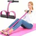Pedal Resistance Band with Handle, Natural Rubber Foot Resistance Bands with Handles, New 6-Tube Manual Resistance Training Pedal Resistance Foot Pedal para Abdomen, Waist, Hands, Legs. (Pink)