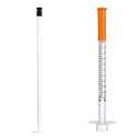 U-100 Syringe 0.5 ml/cc, 31 Gaugex1/2"(13mm), Orange Cap, Disposable Individual Wrapped, Pack of 100