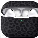Leopard Engraved Compatible for AirPods Pro 3 Case Cover(2025),Soft Silicone Compatible with Apple AirPods Pro 3 for Women,Cute Air Podspro3 Case with Keychain &Cleaning Kit,Black