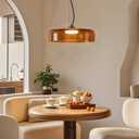 Mid Century Modern Chandelier: Glass Pendant Light for Kitchen Island - Retro Light Fixture for Dining Room (Orange)