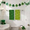 2 x Sarybei St Patrick's Day Bathroom Towel - 2 Pcs Large Pure Cotton Green Shamrocks Towels Set - Ultra Absorbent Hand Towels for Home Kitchen Irish Decorations