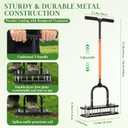 Lawn Aerator, 21 Pre-Assembled Metal Spikes, Automatic Dirt & Leaves Clean, Ergonomic Design, Soil Lawn Aerating Tools for Yard Lawn and Garden, Lawn Aerator Spikes aerating Tool