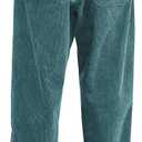 Mens Corduroy Casual Pants Fashion Loose Fit Wide Leg Pants Straight Sweatpants Elastic Waist Drawstring (Large, Peacock-blue)