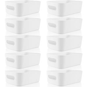 Zopeal 10 Pcs Grayish white Plastic Storage Bins12 x 8 x 5 in
