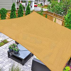 ASTEROUTDOOR Sun Shade Sail Rectangle 12' x 12' UV Block Canopy for Patio Backyard Lawn Garden Outdoor Activities, Sand