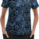 Tournesol Women's Rash Guard 2 Piece Short Sleeve Swim Shirt with Shorts Swimsuit with Bra Bathing Suit Plus Size with Pocket 2XL Pocket & Blue Flower