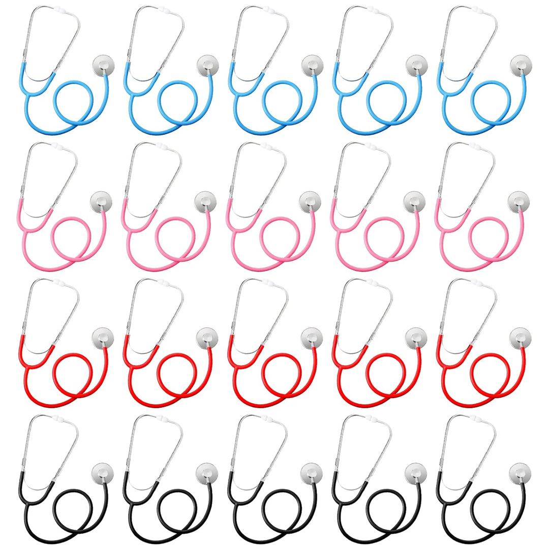 Hanaive 20 Pcs Kids Stethoscope Toys Bulk Stethoscopes for Children Girl Boy Doctor Nurse Party Halloween Costume Role Cosplay Pretend Game Accessories, 4 Colors