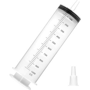 1000ml Extra Large Syringe with Tip Adapter, Sterile and Individual Sealed, Plastic Garden Syringe for Liquid, Paint, Epoxy Resin, Oil, Watering Plants, Refilling
