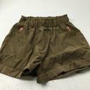 Women’s Corduroy Shorts – Olive Green, Size S, High Waist Casual Fit with Pockets and Embroidered Detail