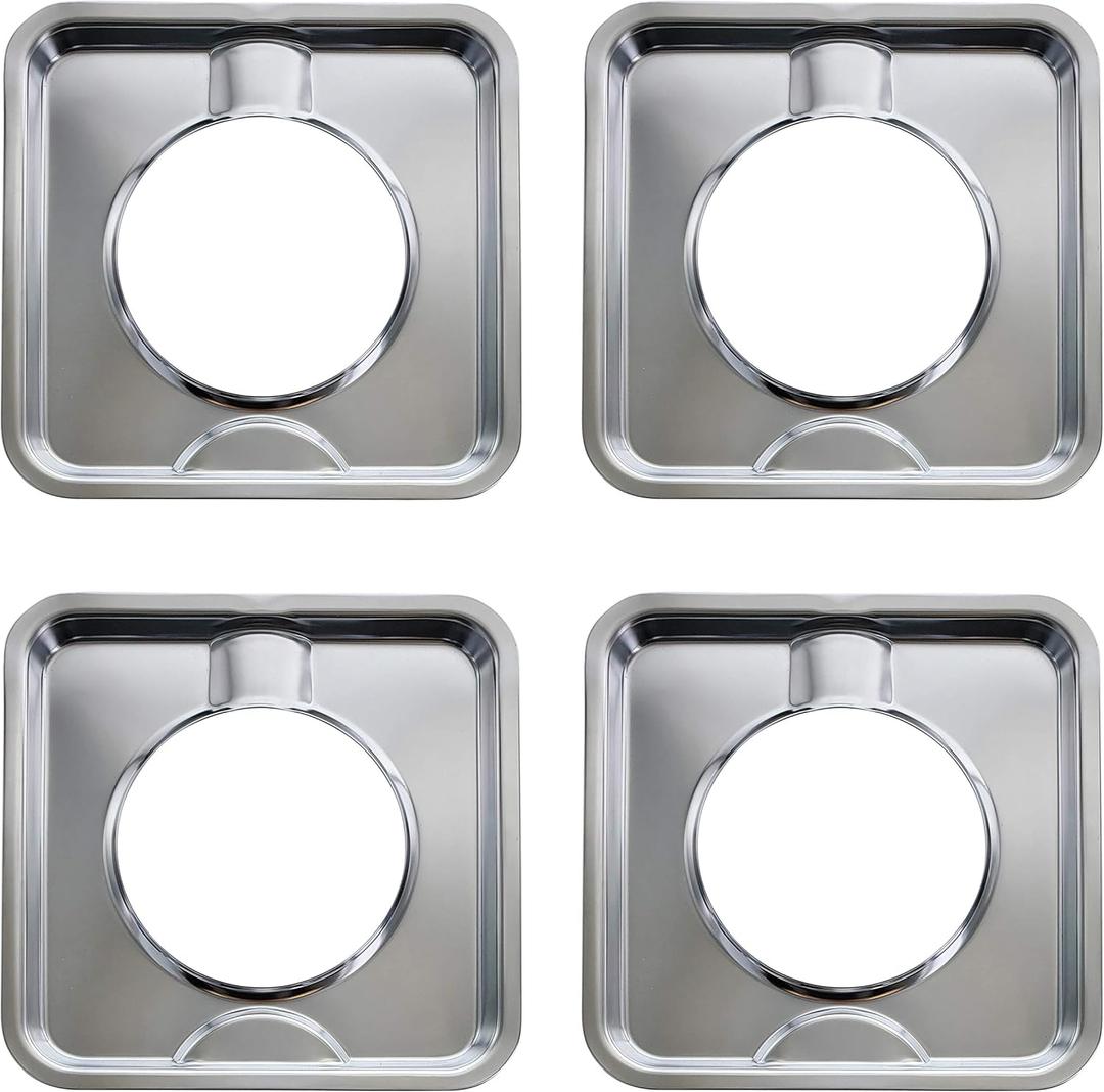 KITCHEN BASICS 101 Made in the USA SGP-400 4 Pack Chrome Square Gas Range Drip Pan Directly Replaces 786333, AP6011553, PS11744751, WP786333 KITCHEN BASICS 101 Made in the USA SGP-400 4 Pack Chrome Square Gas Range Drip Pan Directly Replaces 786333, AP6011553, PS11744751, WP786333