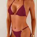 Herseas Thong Bikini Sets for Women - String Micro Bikinis Sexy 2 Piece Swimsuit Halter Triangle Brazilian Bathing Suit (Red, XXL)