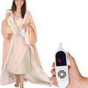 Butizone Heated Throw Blanket with Sleeves, Wearable Electric Blanket with Foot Pocket, 6 Adjustable Heat Settings, 70 * 50", Cozy Flannel and Sherpa, Beige