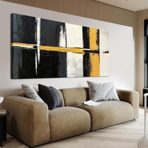 Black Yellow Abstract Wall Art Prints For Bedroom Home Wall Decor 20"x40"