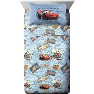 Jay Franco Kids Sheet Set with Fitted, Flat Sheets & Pillow Cover - Ultra-Soft Bedding with Pillowcase for Room Decor, Multi - Cars, 3 Piece Twin