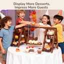 MORITECK 3-Tier Wooden Cupcake & Dessert Display Stand with Swing Frame – Rustic Torch-Finished Pine, Extra Wide 5.1" Trays, Pre-Assembled with Anti-Slip Pads, Party & Wedding Cake Holder