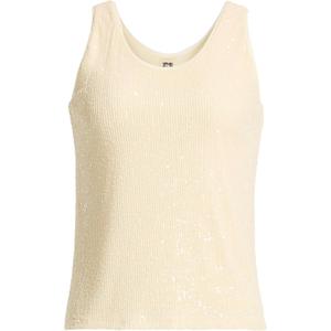 Anne Klein Women's Sleeveless Sequin Double-V Tank Top Asphalt