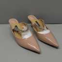 JiaBinji Women High Heels Sandals Mules Rhinestone Strap 2 inches Stiletto Pointed Toe Slip On Sandals Handmade Backless Summer Bridal Dress Shoes US Size 9.5 Nude