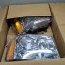 CMVT Auto Headlights Assembly Compatible for 2007 2008 2009 2010 2011 2012 2013 2014 Chevy Tahoe Suburban 1500 2500/07-13 Avalanche HeadLamp (Chrome Housing Amber Reflector)