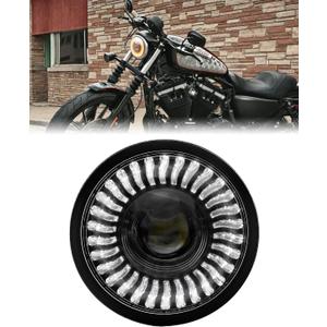 Motorcycle 5.75" LED Headlight Anti-glare, 5 3/4 inch Round Light with Projector Hi-Lo Beam/Amber White DRL/Start-up Gradient Welcome Halo